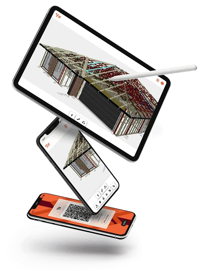 V2E 3D estimating software shown on a tablet and mobile